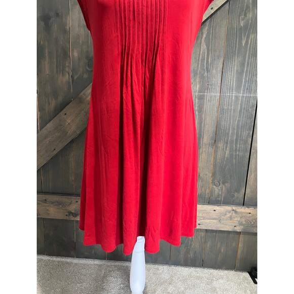 Eileen Fisher 100% Silk Dress Womens Small Red Sleeveless Pullover Short Stretch - Picture 2 of 11